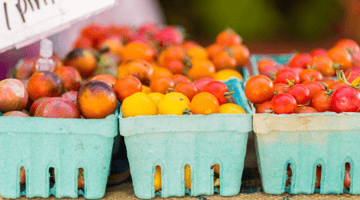 colorful pints of cherry tomatoes