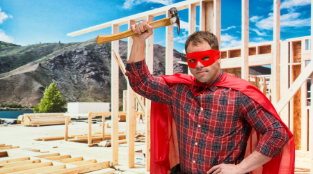 contractor superhero with a hammer